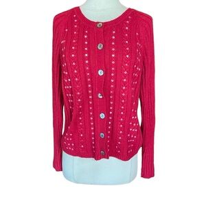 Daisy Fuentes Sequin Button Down‎ Cardigan
